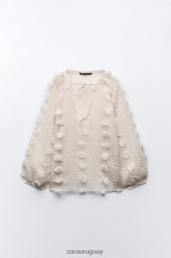 Zara camisa floral 3d mujer H6RHL2310 crudo ropa