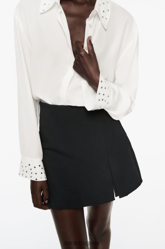 Zara camisa fluida espejada mujer H6RHL2425 ostra blanca ropa