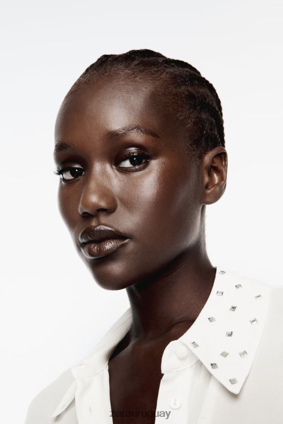 Zara camisa fluida espejada mujer H6RHL2425 ostra blanca ropa