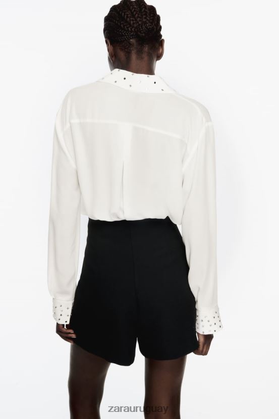 Zara camisa fluida espejada mujer H6RHL2425 ostra blanca ropa