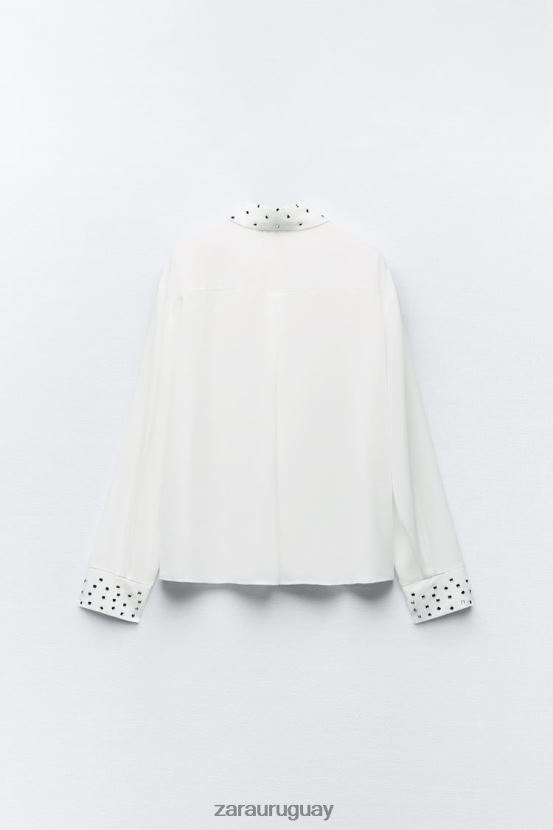 Zara camisa fluida espejada mujer H6RHL2425 ostra blanca ropa
