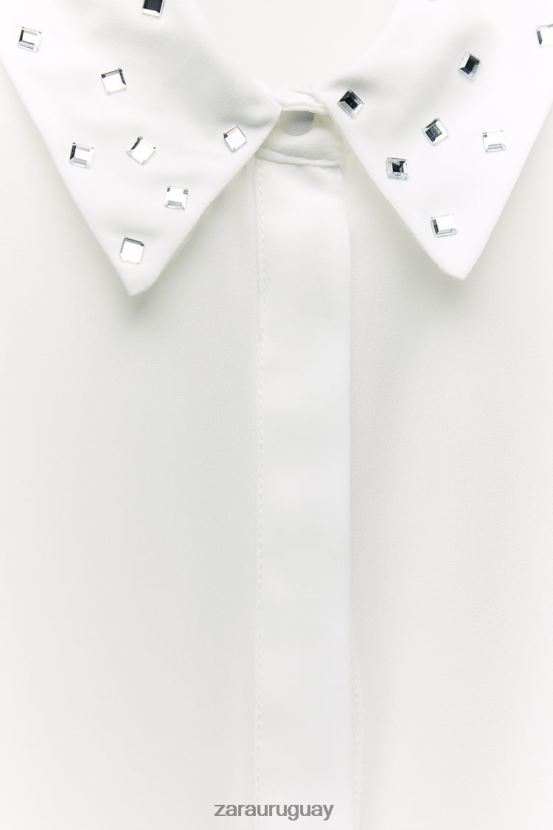 Zara camisa fluida espejada mujer H6RHL2425 ostra blanca ropa