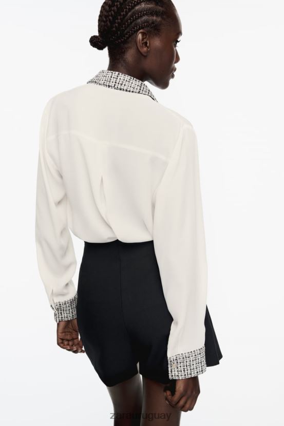 Zara camisa mixta mujer H6RHL2320 crudo ropa