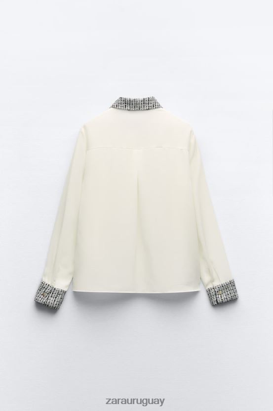 Zara camisa mixta mujer H6RHL2320 crudo ropa