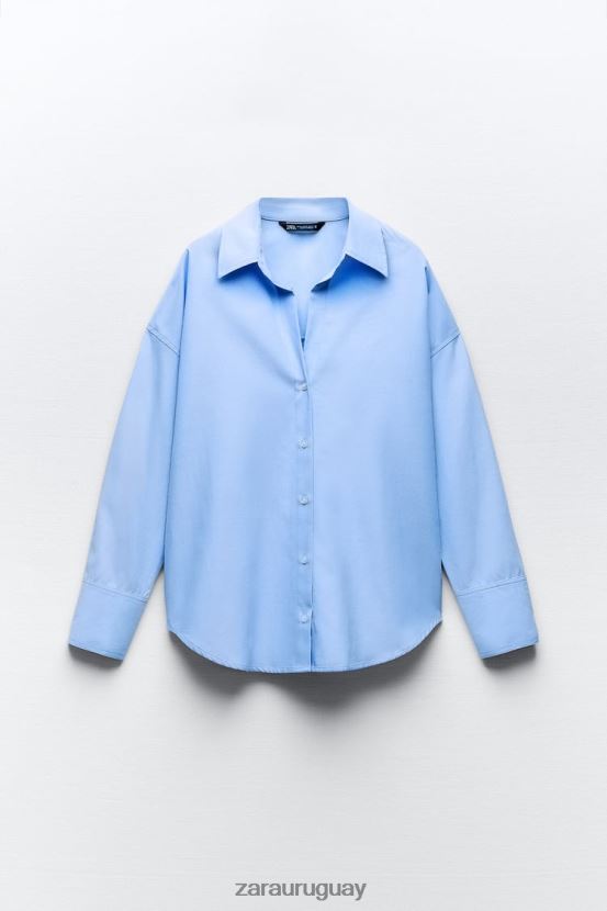Zara camisa oxford mujer H6RHL2290 cielo azul ropa