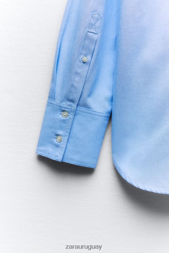 Zara camisa oxford mujer H6RHL2290 cielo azul ropa