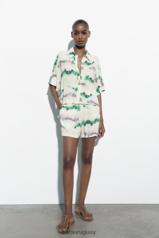 Zara camisa teñida de corbata mujer H6RHL2406 multicolor ropa