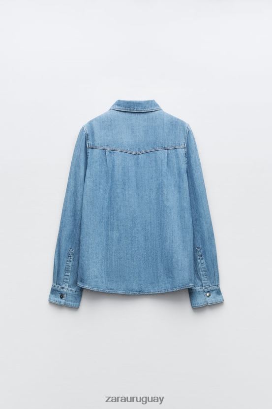 Zara camisa vaquera z1975 mujer H6RHL2305 azul medio ropa