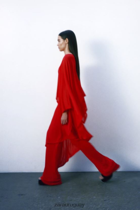 Zara capa fluida asimétrica mujer H6RHL2438 rojo ropa