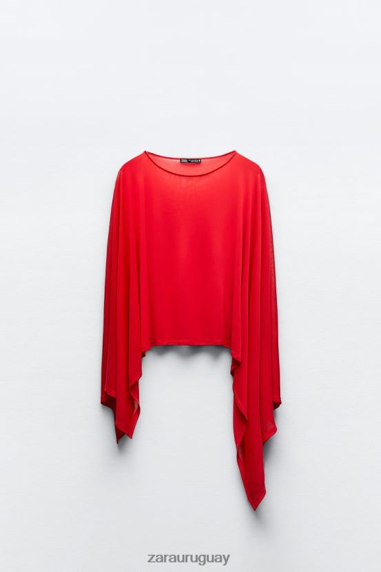 Zara capa fluida asimétrica mujer H6RHL2438 rojo ropa