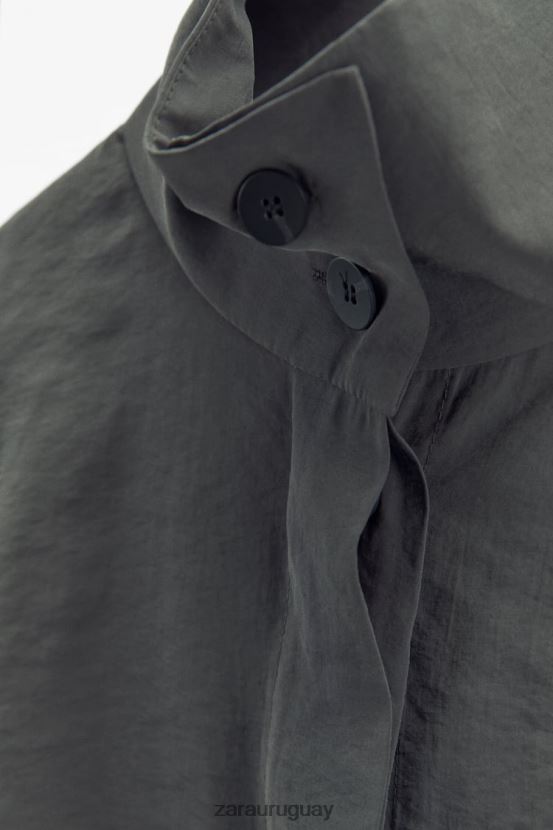 Zara sobrecamisa plisada mujer H6RHL2347 gris ropa