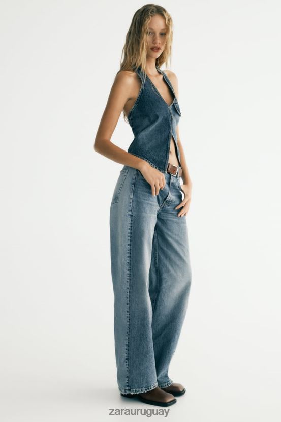 Zara top asimétrico de mezclilla trf mujer H6RHL2330 sólo uno ropa