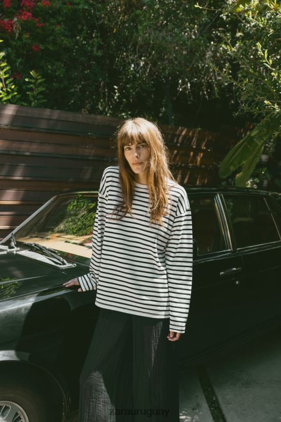 Zara camisa de rayas mujer H6RHL2474 blanco negro ropa