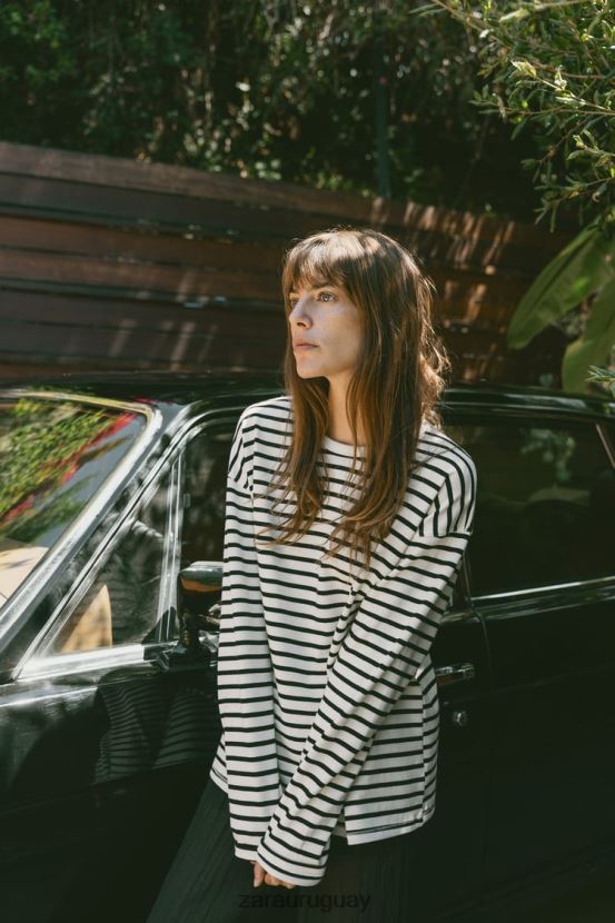 Zara camisa de rayas mujer H6RHL2474 blanco negro ropa