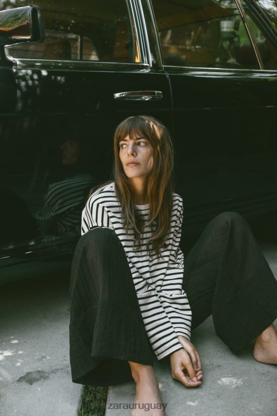 Zara camisa de rayas mujer H6RHL2474 blanco negro ropa