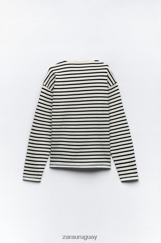 Zara camisa de rayas mujer H6RHL2474 blanco negro ropa