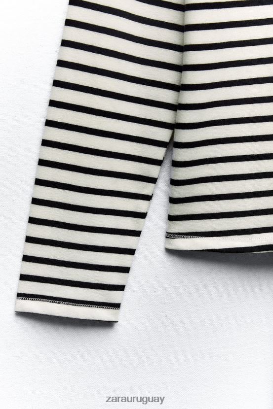 Zara camisa de rayas mujer H6RHL2474 blanco negro ropa