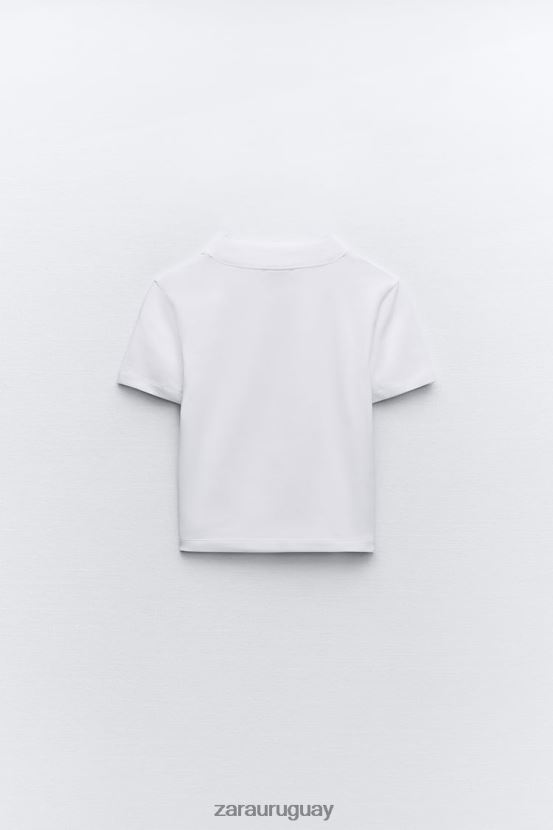Zara camiseta con cuello simulado mujer H6RHL2460 blanco ropa