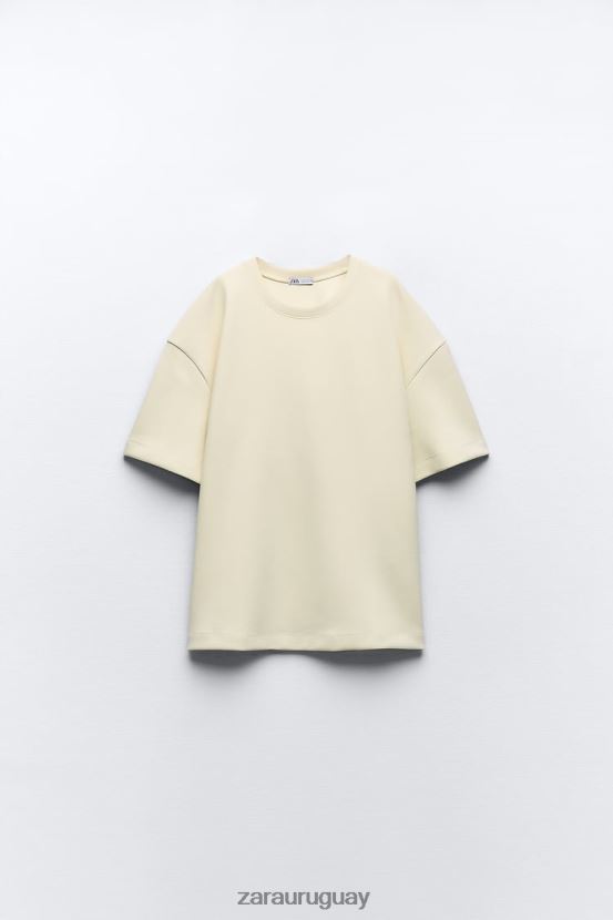 Zara camiseta de gran tamaño mujer H6RHL2462 crudo ropa