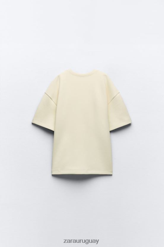 Zara camiseta de gran tamaño mujer H6RHL2462 crudo ropa