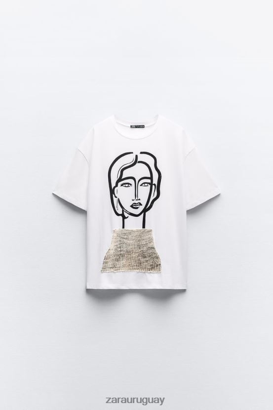 Zara camiseta joya mujer H6RHL2464 blanco ropa