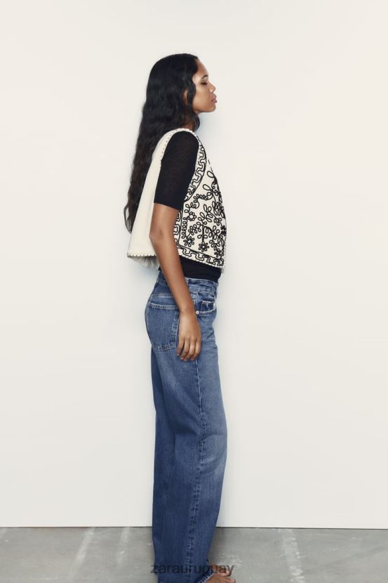 Zara chaleco acolchado bordado mujer H6RHL2222 crudo ropa