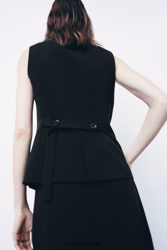 Zara chaleco ajustado con botones mujer H6RHL2201 negro ropa