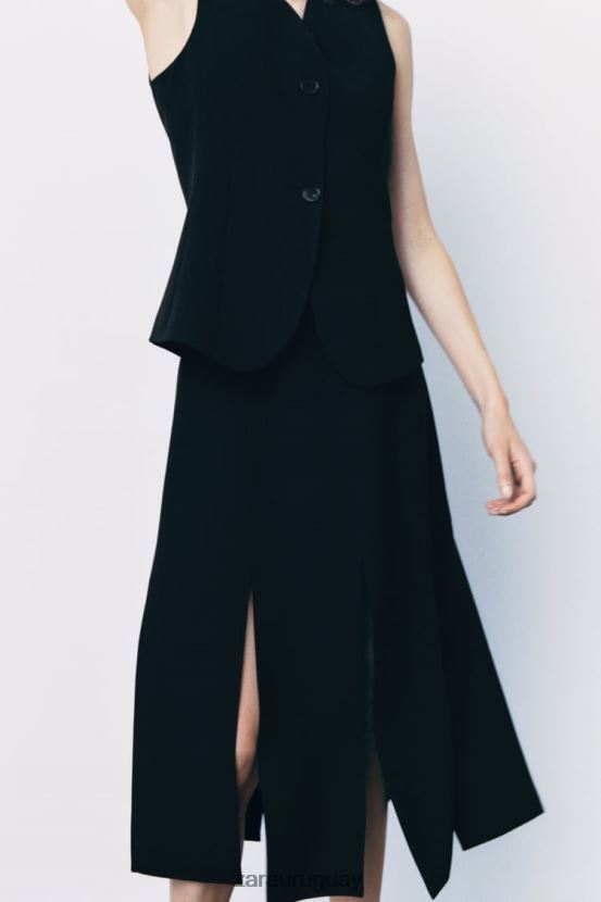 Zara chaleco ajustado con botones mujer H6RHL2201 negro ropa