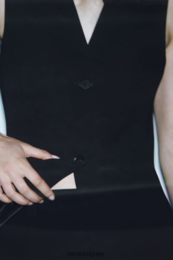 Zara chaleco ajustado con botones mujer H6RHL2201 negro ropa