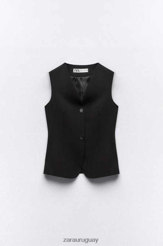 Zara chaleco ajustado con botones mujer H6RHL2201 negro ropa