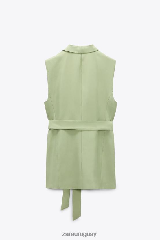 Zara chaleco con cuello de esmoquin mujer H6RHL2223 verde pastel ropa