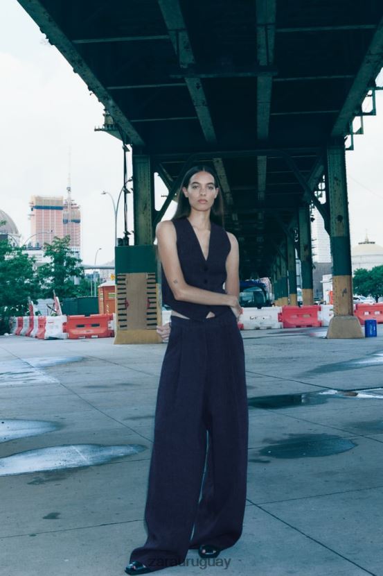 Zara chaleco cruzado en la espalda de la colección zw mujer H6RHL2189 índigo ropa