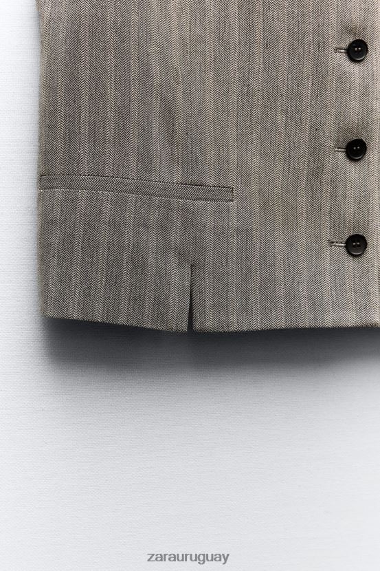 Zara chaleco de espiga mujer H6RHL2218 marga gris ropa