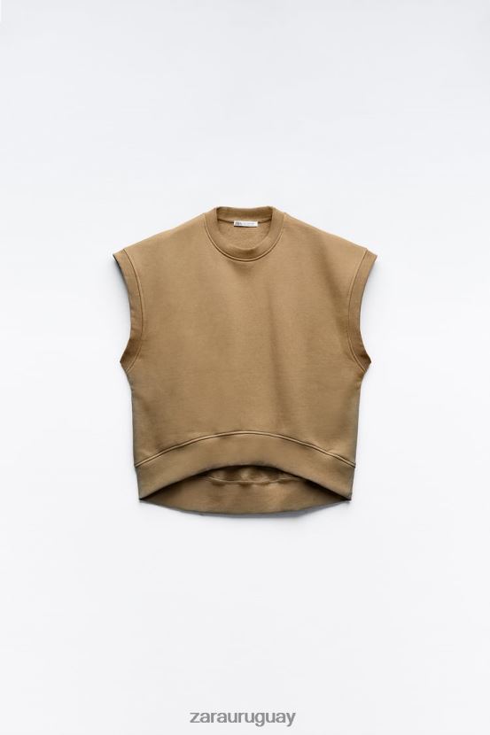 Zara chaleco de peluche mujer H6RHL2193 caqui ropa