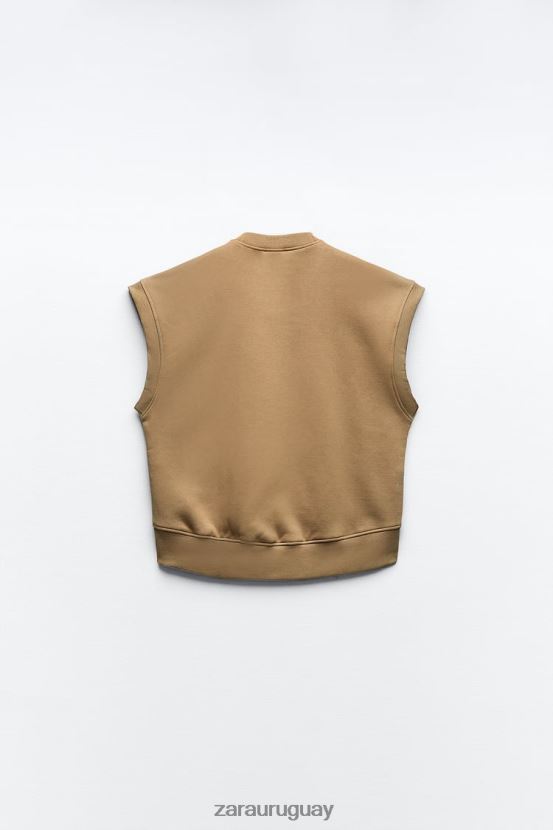 Zara chaleco de peluche mujer H6RHL2193 caqui ropa