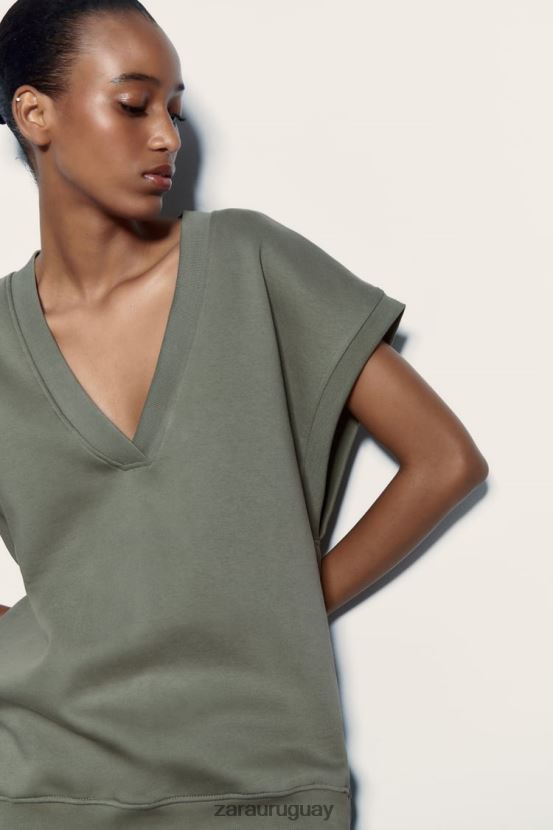 Zara chaleco de peluche mujer H6RHL2202 caqui ropa