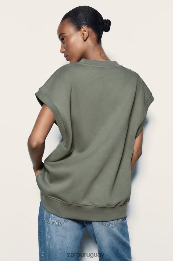 Zara chaleco de peluche mujer H6RHL2202 caqui ropa