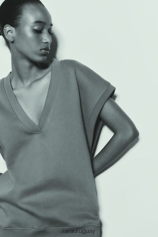 Zara chaleco de peluche mujer H6RHL2202 caqui ropa