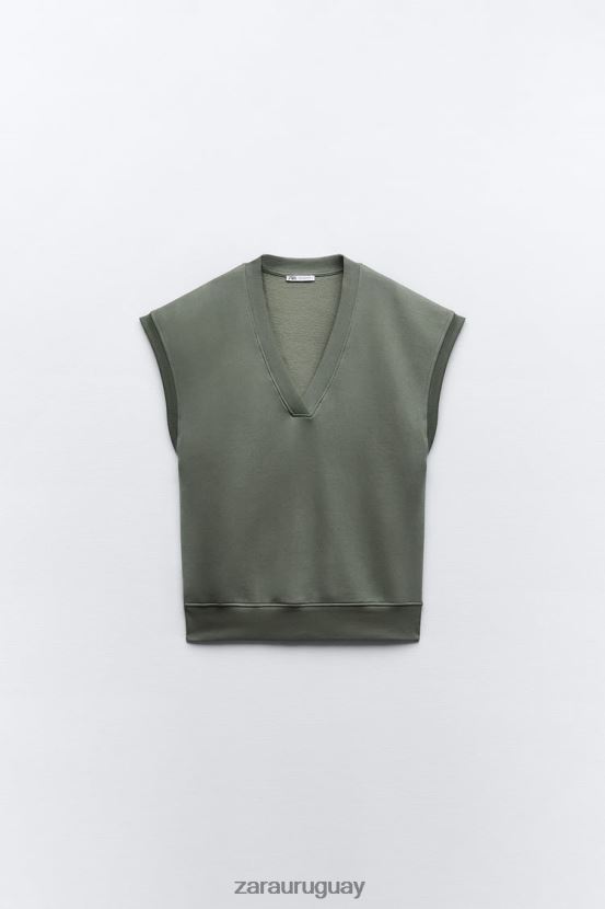 Zara chaleco de peluche mujer H6RHL2202 caqui ropa