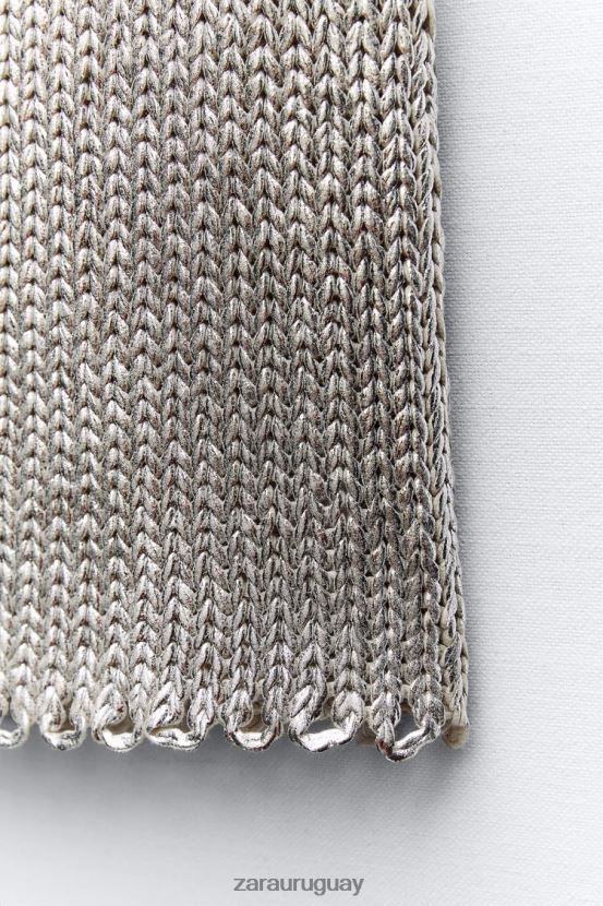 Zara chaleco de punto metalizado mujer H6RHL2213 plata ropa