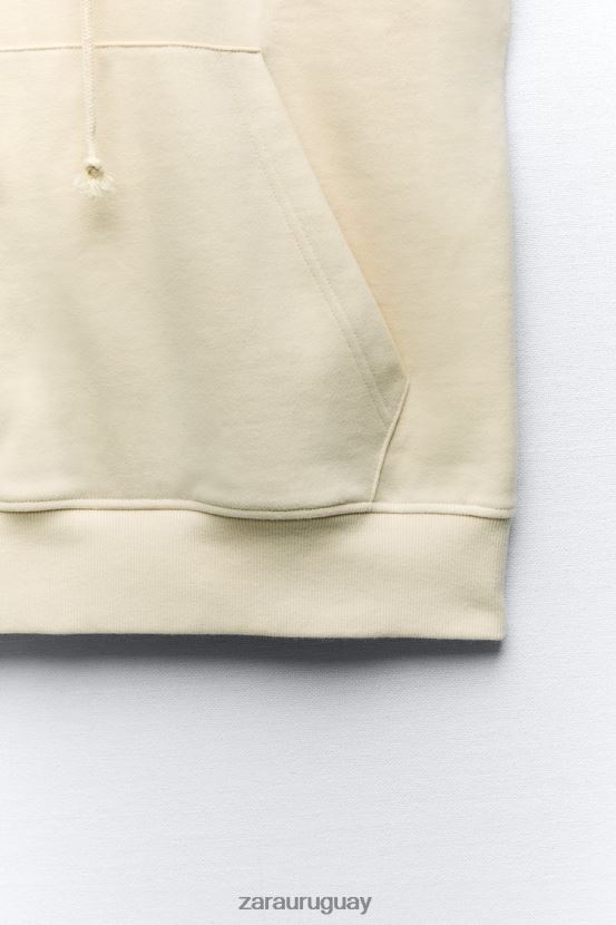 Zara chaleco extragrande de felpa con capucha mujer H6RHL2195 crudo ropa