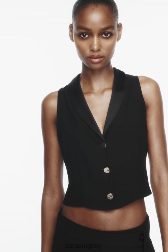 Zara chaleco superior mujer H6RHL2214 negro ropa