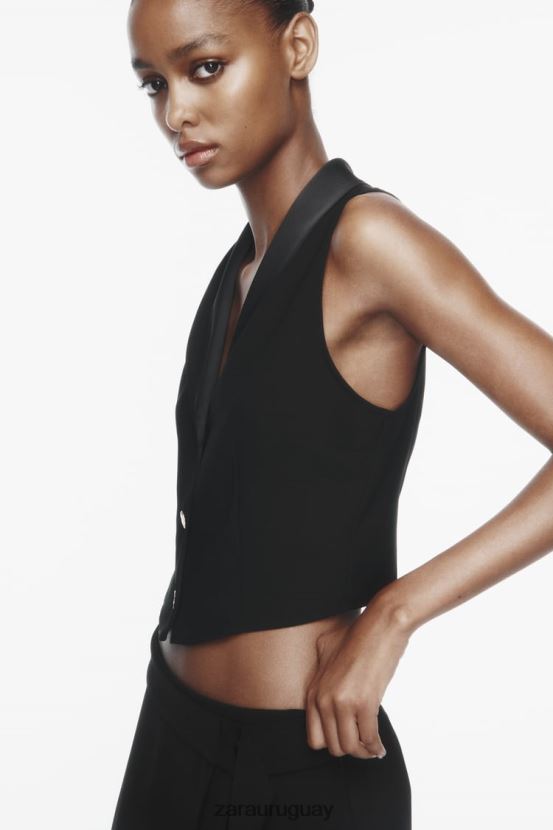 Zara chaleco superior mujer H6RHL2214 negro ropa