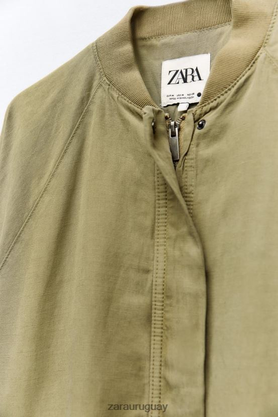 Zara abrigo largo de lino mujer H6RHL277 caqui ropa