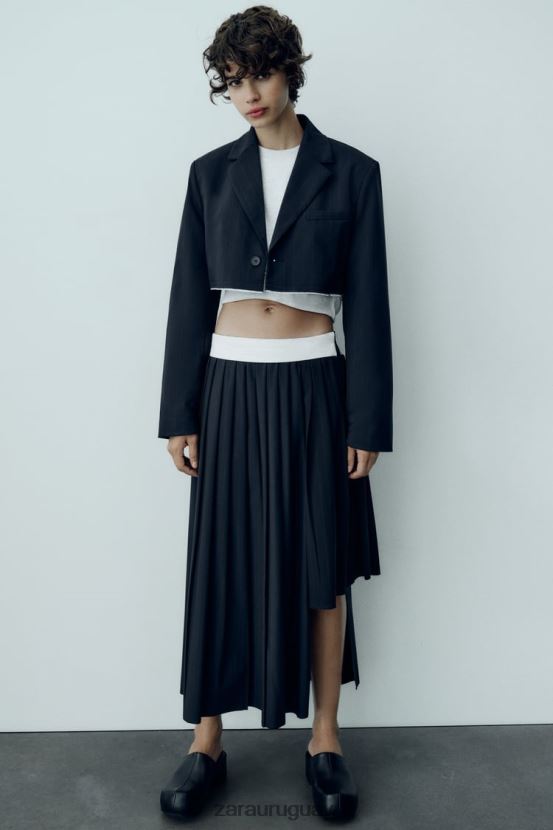 Zara blazer bomber corto a rayas mujer H6RHL2143 azul ropa