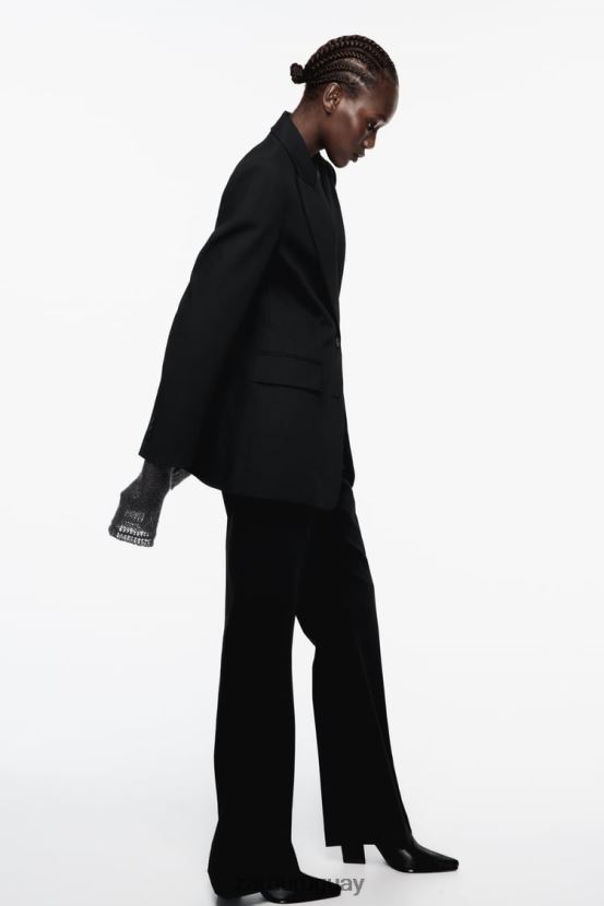 Zara blazer con costuras ajustadas mujer H6RHL2144 negro ropa
