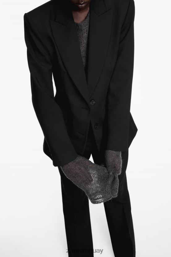 Zara blazer con costuras ajustadas mujer H6RHL2144 negro ropa