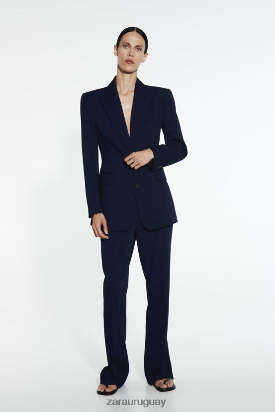 Zara blazer con costuras ajustadas mujer H6RHL2146 Azul marino ropa