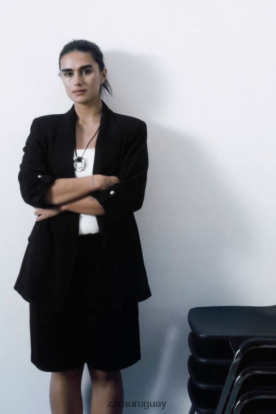 Zara blazer con mangas remangadas mujer H6RHL2155 negro ropa