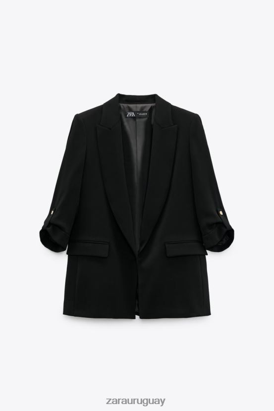 Zara blazer con mangas remangadas mujer H6RHL2155 negro ropa